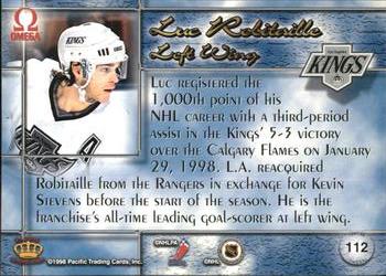 1997-98 Pacific Omega - Copper #112 Luc Robitaille Back