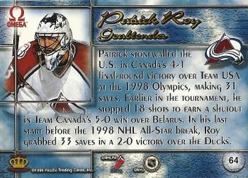 1997-98 Pacific Omega - Gold #64 Patrick Roy Back