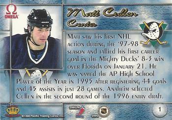 1997-98 Pacific Omega - Ice Blue #1 Matt Cullen Back