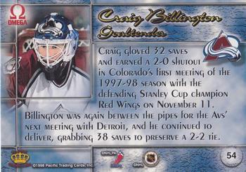 1997-98 Pacific Omega - Ice Blue #54 Craig Billington Back