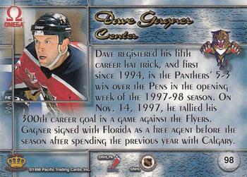 1997-98 Pacific Omega - Ice Blue #98 Dave Gagner Back