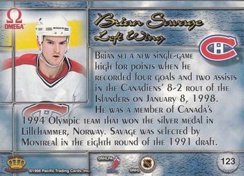 1997-98 Pacific Omega - Ice Blue #123 Brian Savage Back