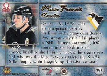 1997-98 Pacific Omega - Ice Blue #184 Ron Francis Back