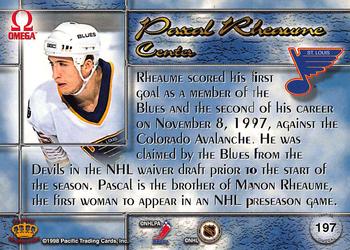 1997-98 Pacific Omega - Ice Blue #197 Pascal Rheaume Back