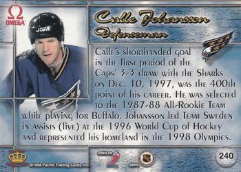 1997-98 Pacific Omega - Ice Blue #240 Calle Johansson Back