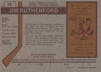 1973-74 O-Pee-Chee #59 Jim Rutherford Back