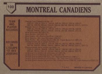 1973-74 O-Pee-Chee #100 Canadiens Team Back