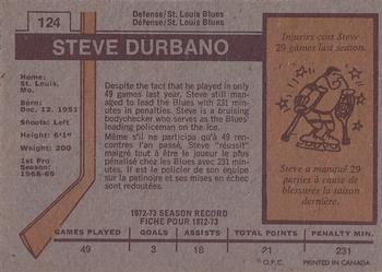 1973-74 O-Pee-Chee #124 Steve Durbano Back
