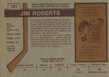 1973-74 O-Pee-Chee #181 Jim Roberts Back