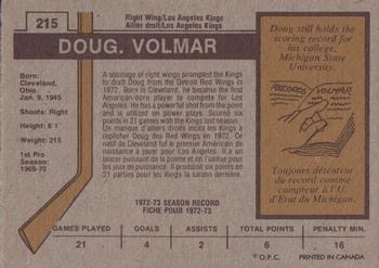 1973-74 O-Pee-Chee #215 Doug Volmar Back