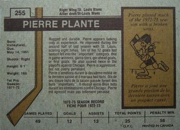 1973-74 O-Pee-Chee #255 Pierre Plante Back