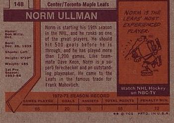 1973-74 Topps #148 Norm Ullman Back
