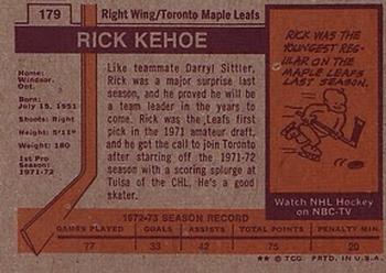 1973-74 Topps #179 Rick Kehoe Back