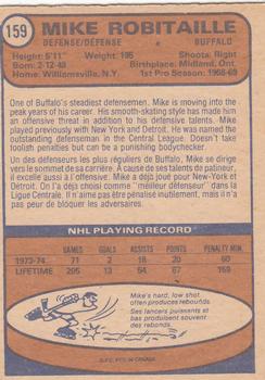 1974-75 O-Pee-Chee #159 Mike Robitaille Back