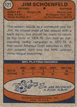 1974-75 Topps #121 Jim Schoenfeld Back