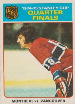 1975-76 O-Pee-Chee #5 1974-75 Stanley Cup Quarter Finals Front