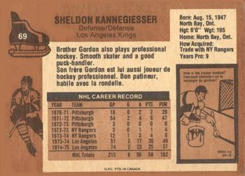 1975-76 O-Pee-Chee #69 Sheldon Kannegiesser Back