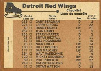 1975-76 O-Pee-Chee #87 Detroit Red Wings Back
