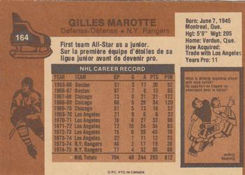 1975-76 O-Pee-Chee #164 Gilles Marotte Back