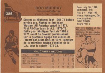 1975-76 O-Pee-Chee #386 Bob Murray Back