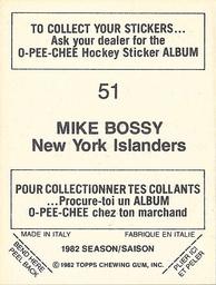 1982-83 O-Pee-Chee Stickers #51 Mike Bossy Back