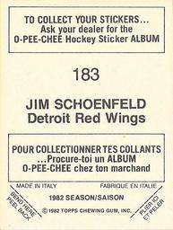 1982-83 O-Pee-Chee Stickers #183 Jim Schoenfeld Back