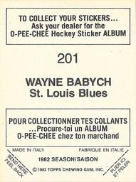 1982-83 O-Pee-Chee Stickers #201 Wayne Babych Back