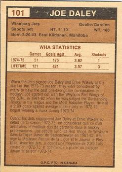 1975-76 O-Pee-Chee WHA #101 Joe Daley Back