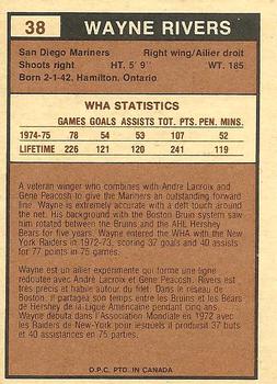 1975-76 O-Pee-Chee WHA #38 Wayne Rivers Back