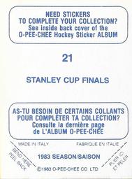 1983-84 O-Pee-Chee Stickers #21 Stanley Cup Finals  Back