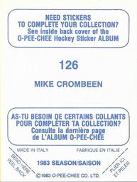 1983-84 O-Pee-Chee Stickers #126 Mike Crombeen  Back