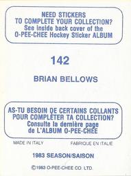 1983-84 O-Pee-Chee Stickers #142 Brian Bellows  Back