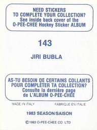 1983-84 O-Pee-Chee Stickers #143 Jiri Bubla  Back