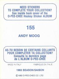 1983-84 O-Pee-Chee Stickers #155 Andy Moog  Back