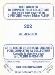 1983-84 O-Pee-Chee Stickers #202 Al Jensen  Back