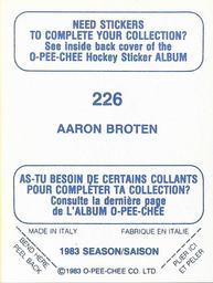 1983-84 O-Pee-Chee Stickers #226 Aaron Broten  Back