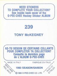 1983-84 O-Pee-Chee Stickers #239 Tony McKegney  Back