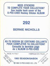1983-84 O-Pee-Chee Stickers #292 Bernie Nicholls  Back