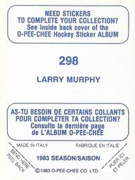 1983-84 O-Pee-Chee Stickers #298 Larry Murphy  Back