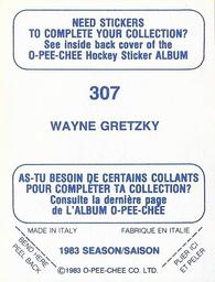 1983-84 O-Pee-Chee Stickers #307 Wayne Gretzky  Back