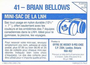 1985-86 O-Pee-Chee Stickers #41 Brian Bellows Back