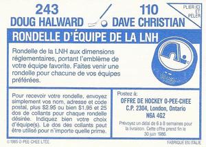 1985-86 O-Pee-Chee Stickers #110 / 243 Dave Christian / Doug Halward Back