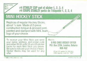 1986-87 O-Pee-Chee Stickers #4 Stanley Cup Finals Back