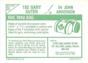 1986-87 O-Pee-Chee Stickers #54 / 192 John Anderson / Gary Suter Back