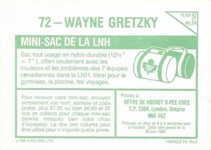 1986-87 O-Pee-Chee Stickers #72 Wayne Gretzky Back