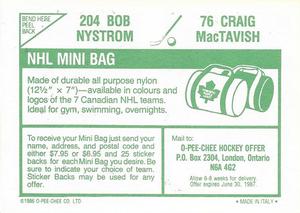 1986-87 O-Pee-Chee Stickers #76 / 204 Craig MacTavish / Bob Nystrom Back