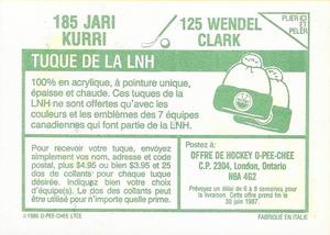 1986-87 O-Pee-Chee Stickers #125 / 185 Wendel Clark / Jari Kurri Back