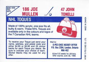 1987-88 O-Pee-Chee Stickers #47 / 186 John Tonelli / Joe Mullen Back