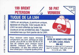 1987-88 O-Pee-Chee Stickers #58 / 199 Pat Verbeek / Brent Peterson Back