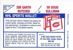 1987-88 O-Pee-Chee Stickers #59 / 200 Doug Sulliman / Garth Butcher Back